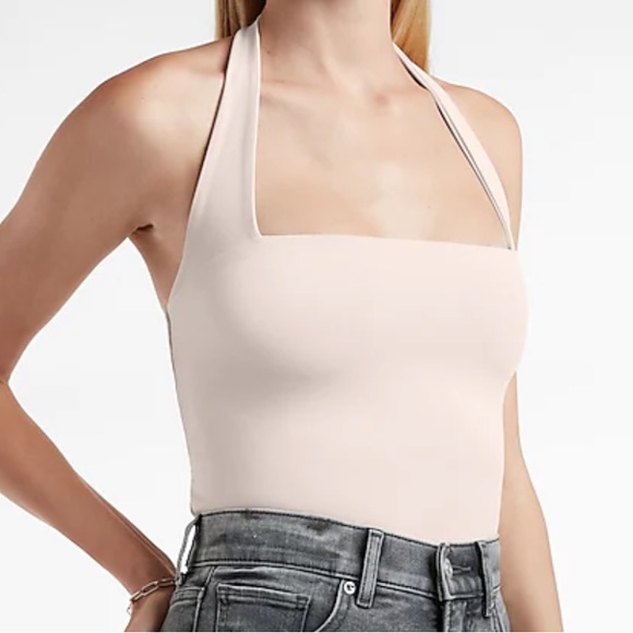 NWT EXPRESS XS Body Contour Double Layer Halter Neck Tank gray - Picture 6 of 13